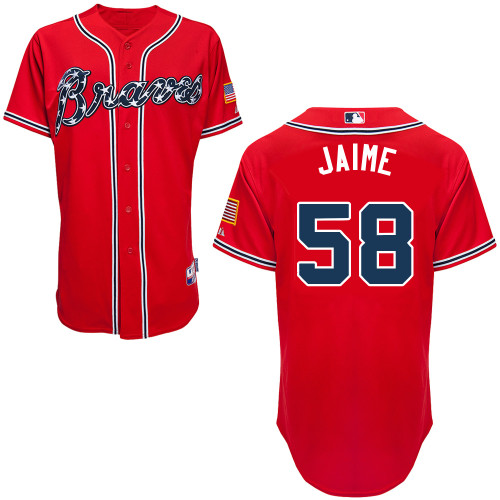 Juan Jaime #58 Youth Baseball Jersey-Atlanta Braves Authentic 2014 Red MLB Jersey